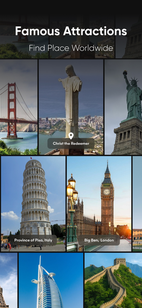 Live Earth Camera Street View - Explore famous world landmarks and attractions including the Leaning Tower of Pisa and Big Ben in the Live Earth Camera app