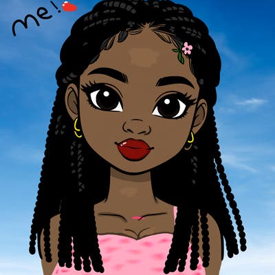 a realistic black girl with braids