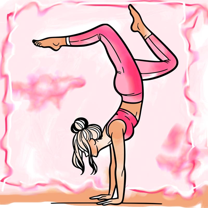 a woman doing a handstand