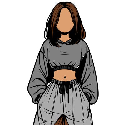 realistic girl faceless with baggy pants and a crop top