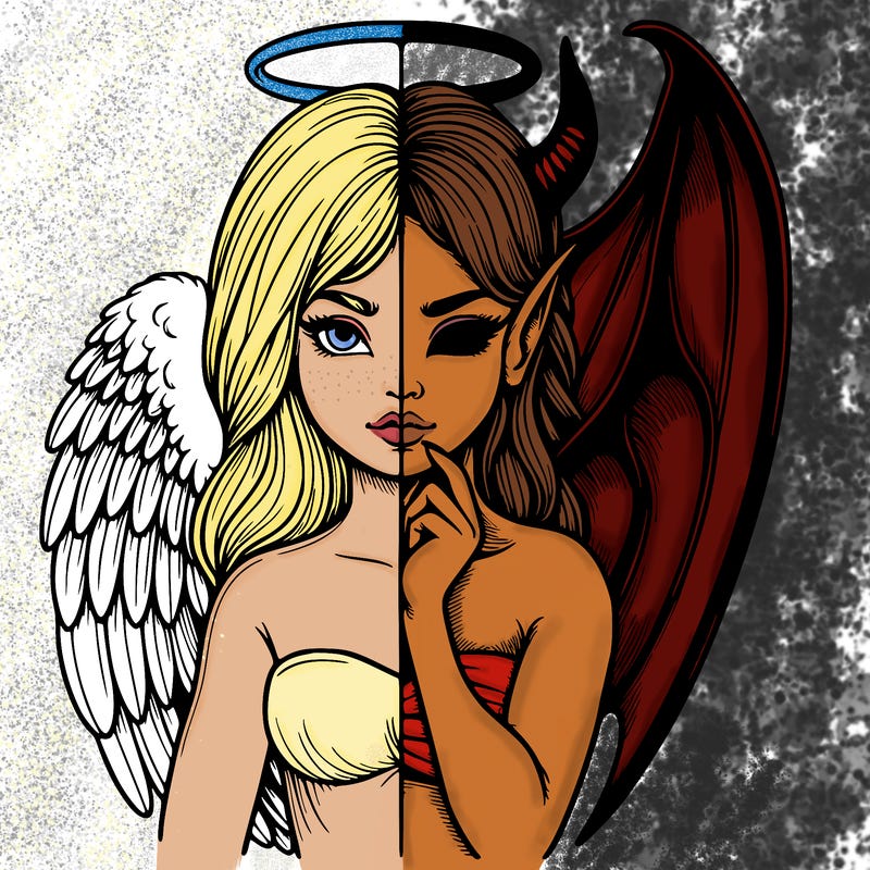 realistic angel half demon