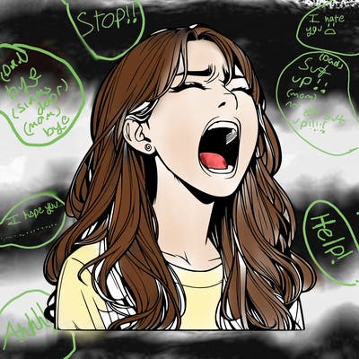 screaming realistic, girl