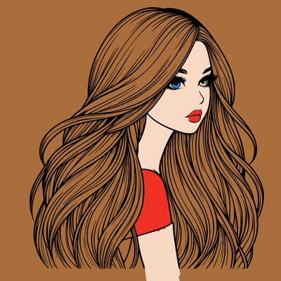 realistic girl with long realistic hair