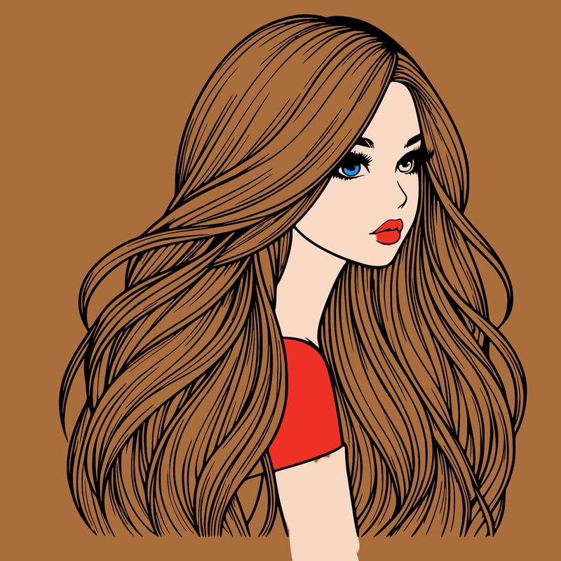realistic girl with long realistic hair