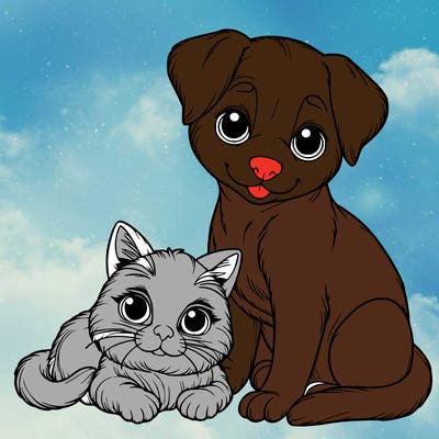 realistic cat and dog