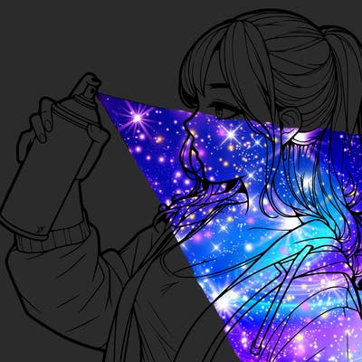 a realistic girl spray, painting