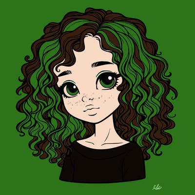 realistic girl with curly hair