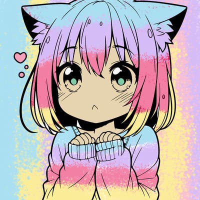 shy anime catgirl