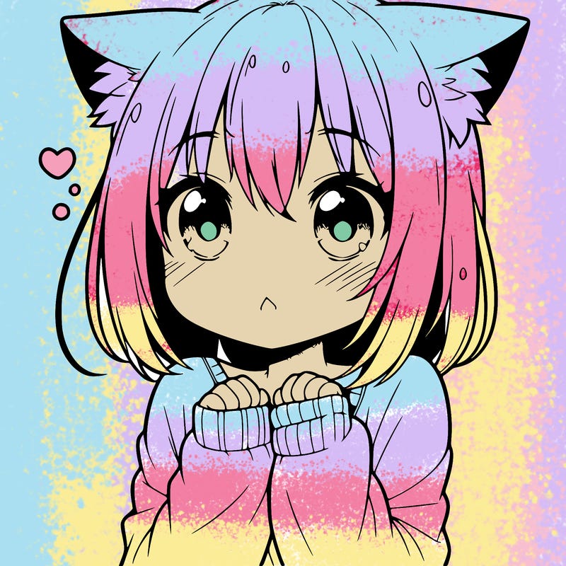 shy anime catgirl