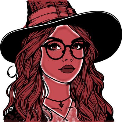 a witch with glasses realistic