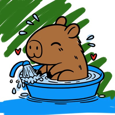 capybara taking a bath