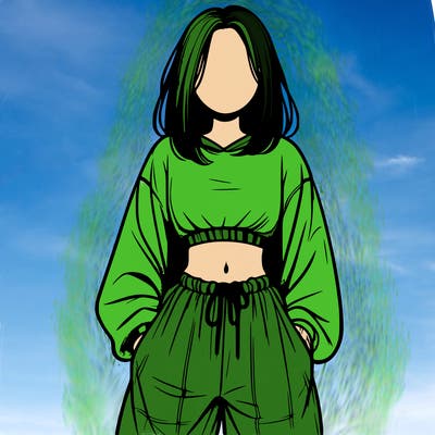 realistic girl faceless with baggy pants and a crop top