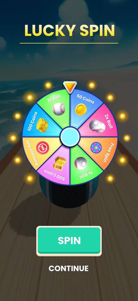 Going Balls 3D - Rollance - A lucky spin reward wheel in Going Balls 3D game offering coins and ball skins
