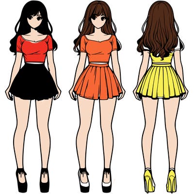 realistic girl with a short skirt