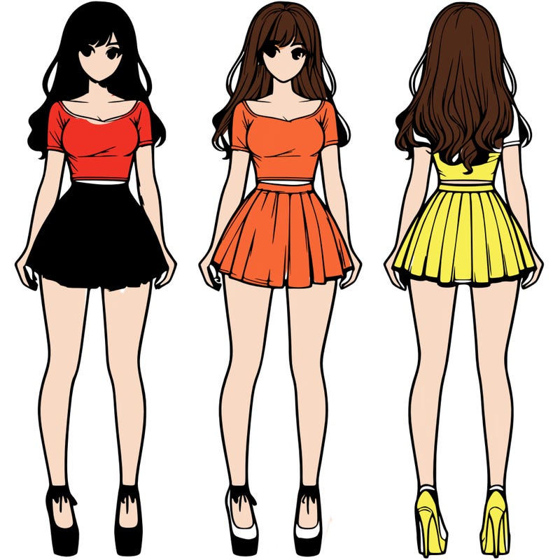 realistic girl with a short skirt