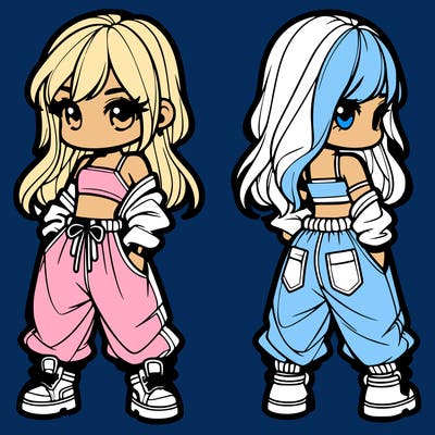 girl in crop top and baggy pants