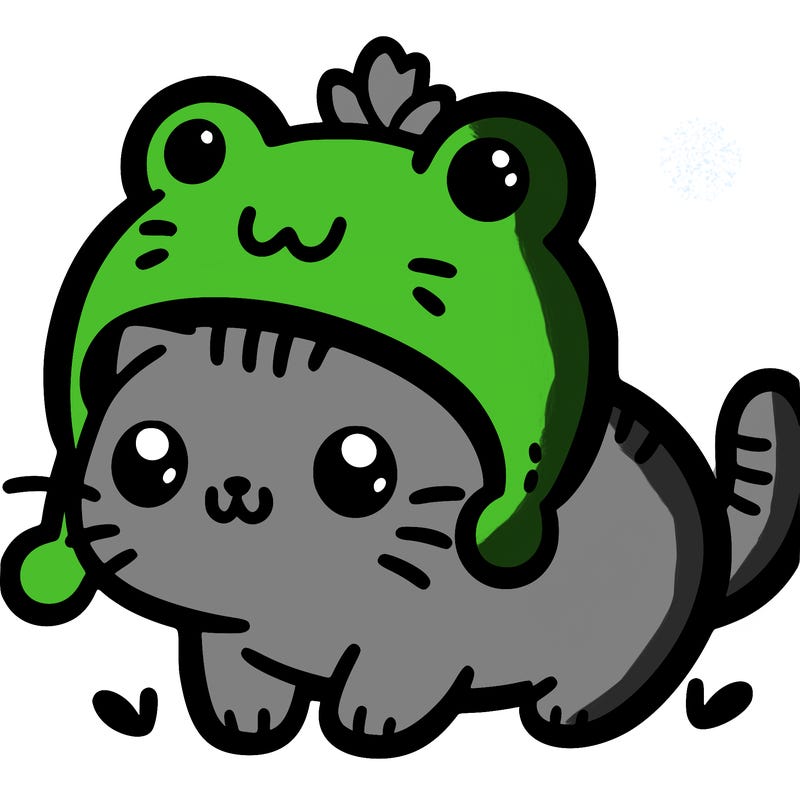 cute cat with frog hat