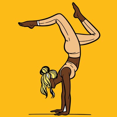 a woman doing a handstand
