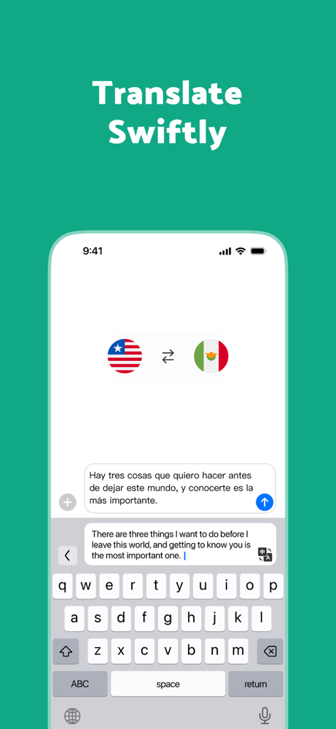 RizzKey -AI Emoji Keyboard - Teclado RizzKey traduciendo un romántico mensaje en español a inglés.