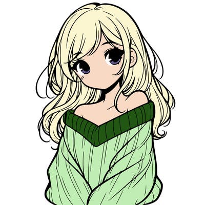 shy pretty girl wearing a sweater that is falling off one shoulder portrait