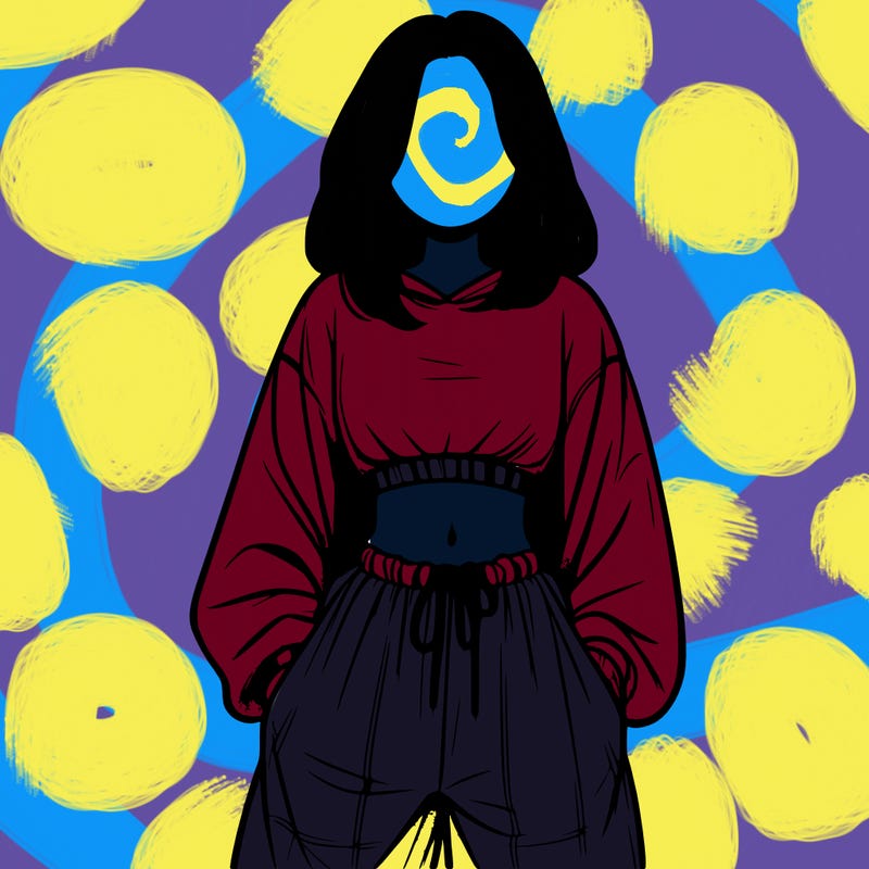 realistic girl faceless with baggy pants and a crop top