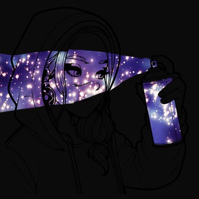 a realistic girl, spray painting