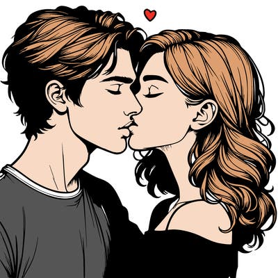 realistic couple kissing