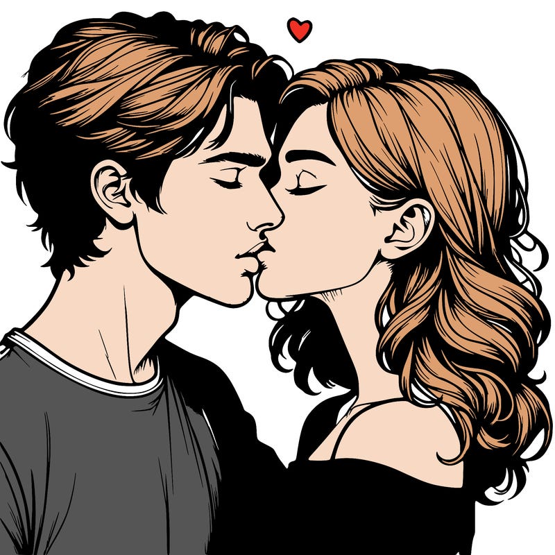 realistic couple kissing