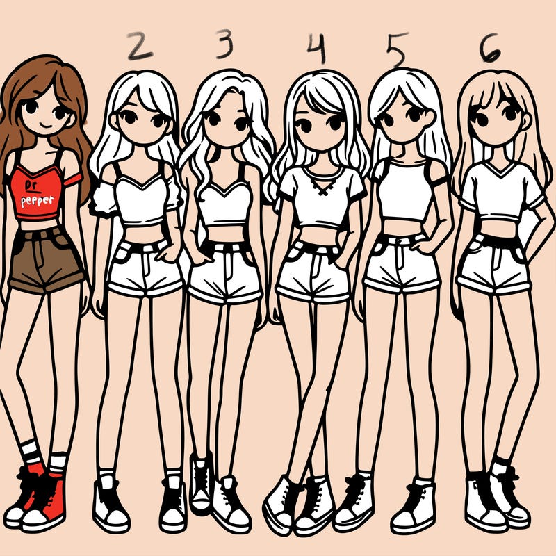 a group of girls wearing crop tops and shorts
