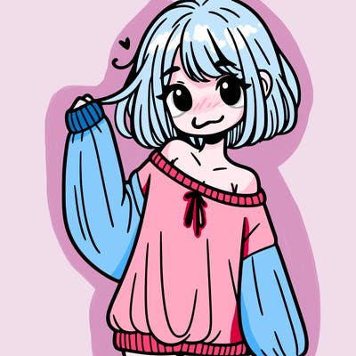 girl in baggy sweater hanging off her shoulder