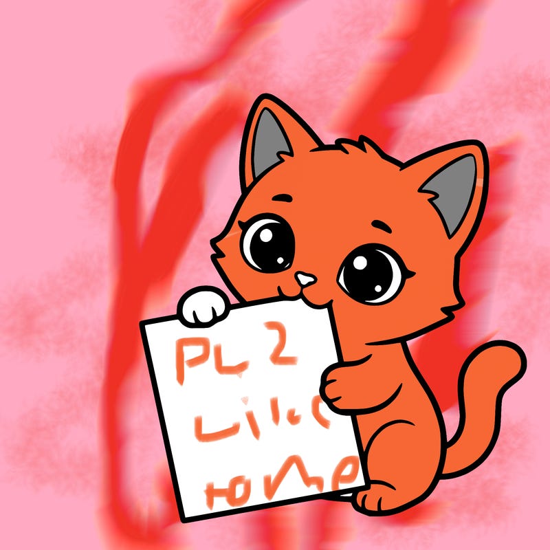 a small cat with a blank sheet of paper in its hand. the cat is sooooooo cute!