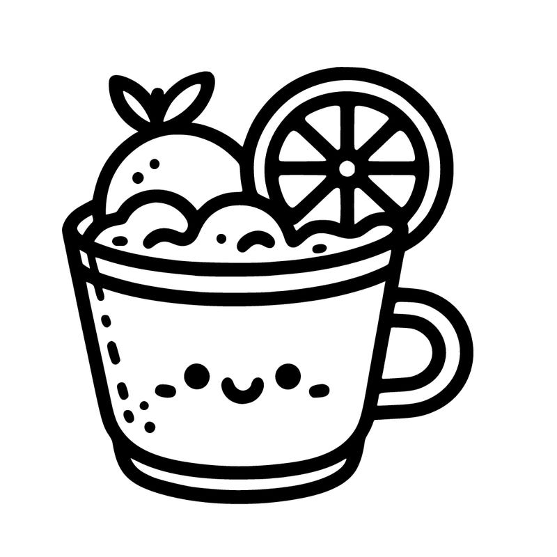 a cup of lemonade, with a lemon on the cup