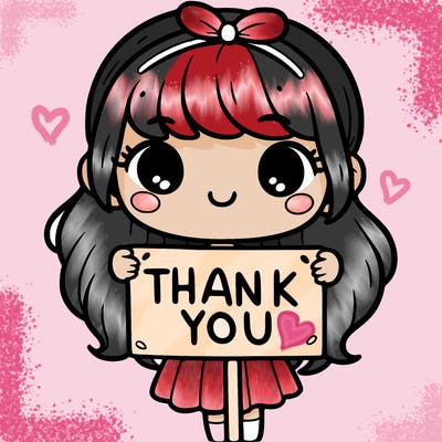 girl holding a thank you sign