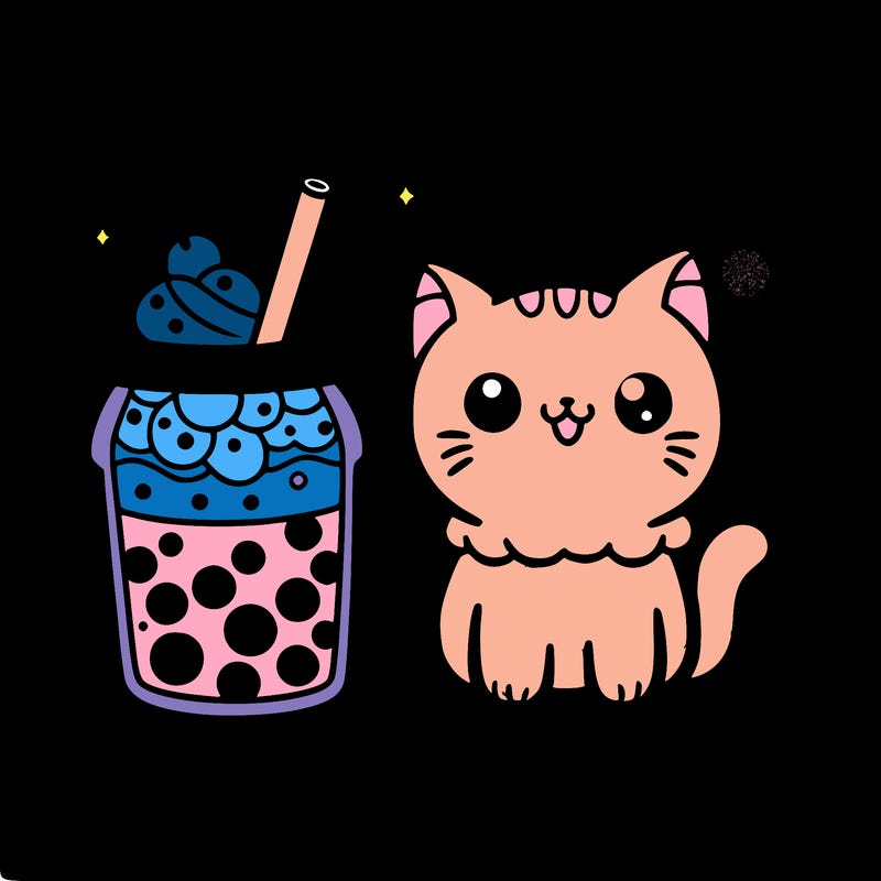 boba tea with a cat