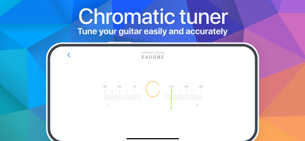 Songsterr Tabs & Chords - Chromatic tuner interface in the Songsterr app for accurate guitar tuning