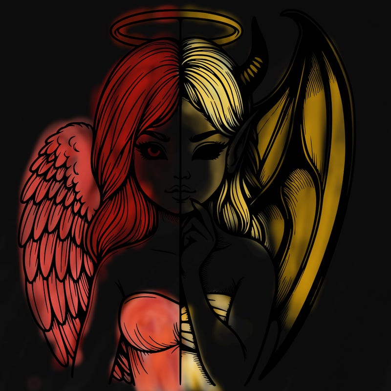 realistic angel half demon