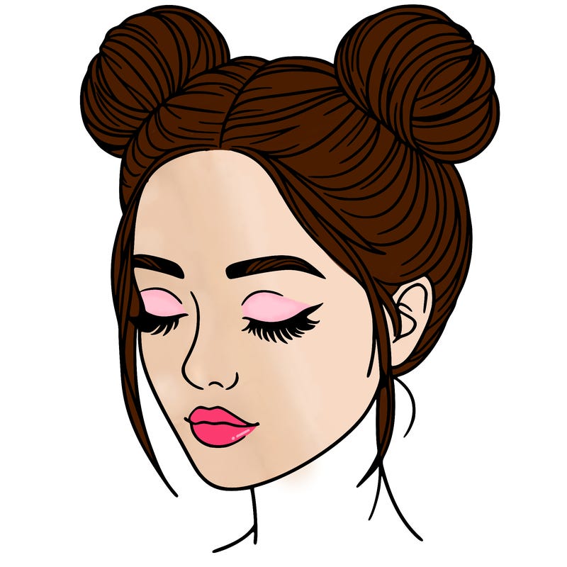 woman with hair buns