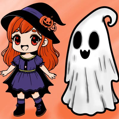 halloween girl in a ghost costume