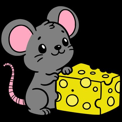 cute mouse with a block of cheese