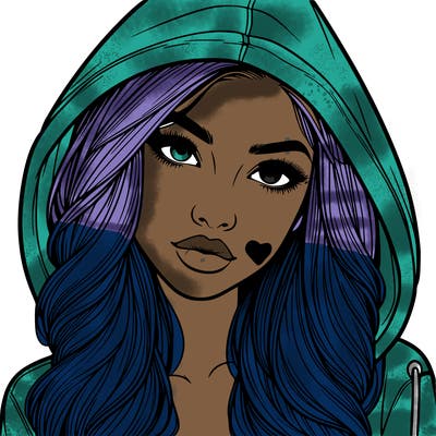 realistic beautiful girl with a hood on