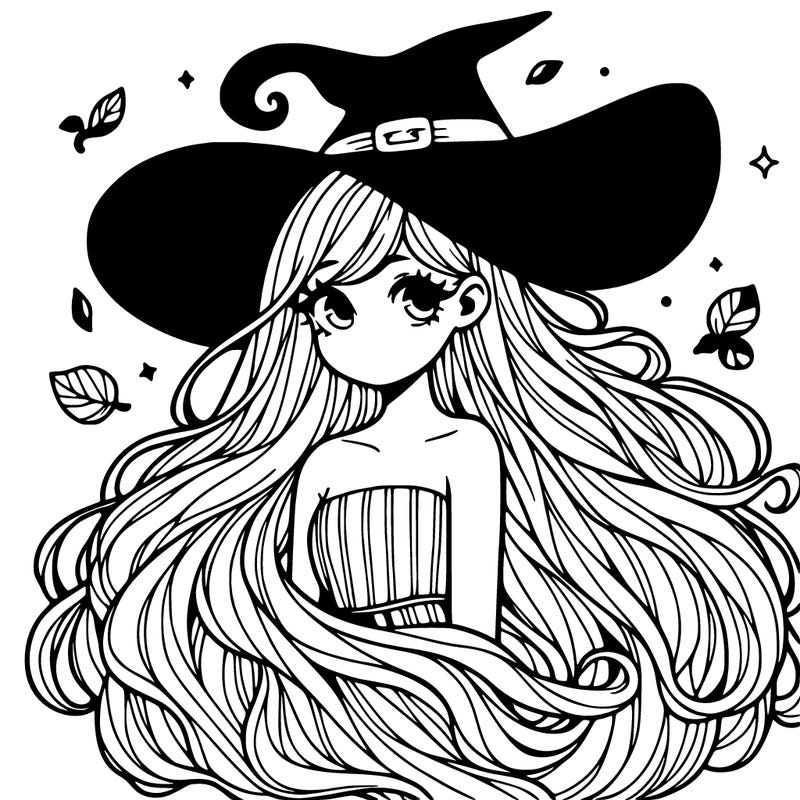 a witch girl with very long hair