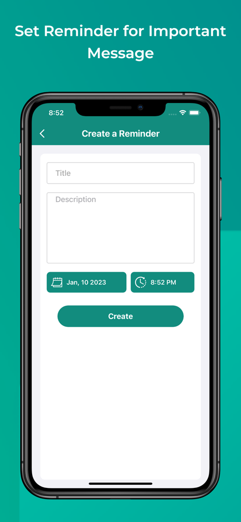 GB Version 2025 - Interface for setting a message reminder with date and time selections