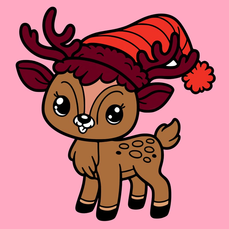 christmas reindeer with santa hat