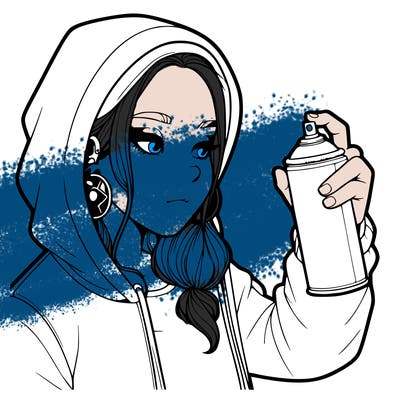 a realistic girl, spray painting