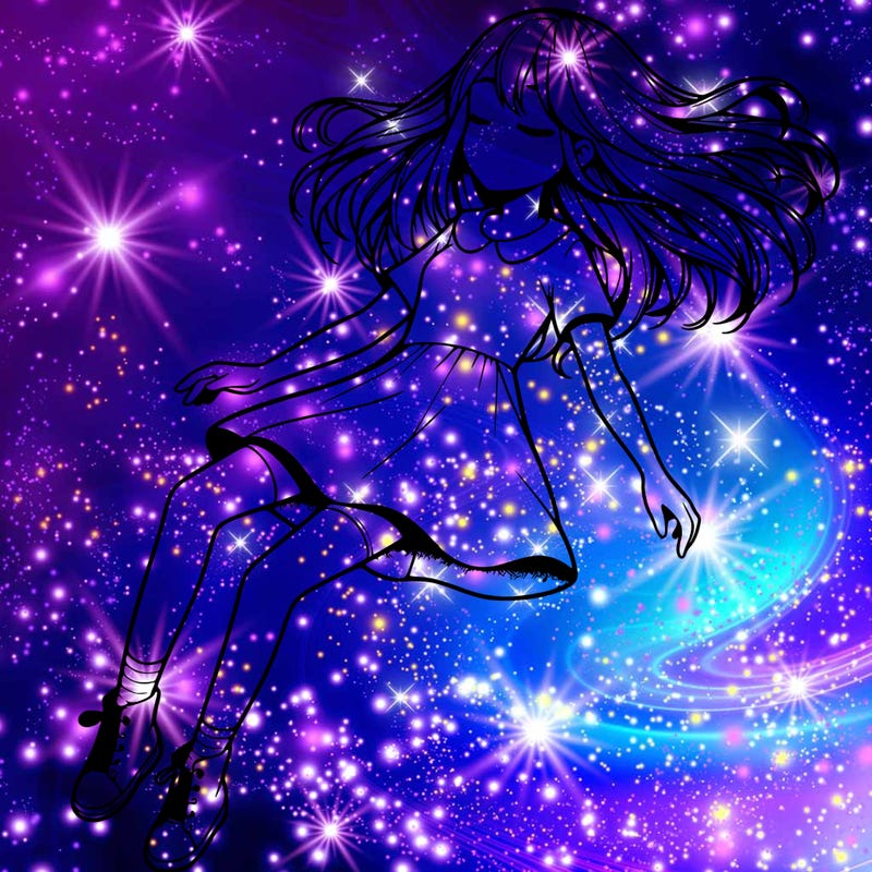 realistic girl floating