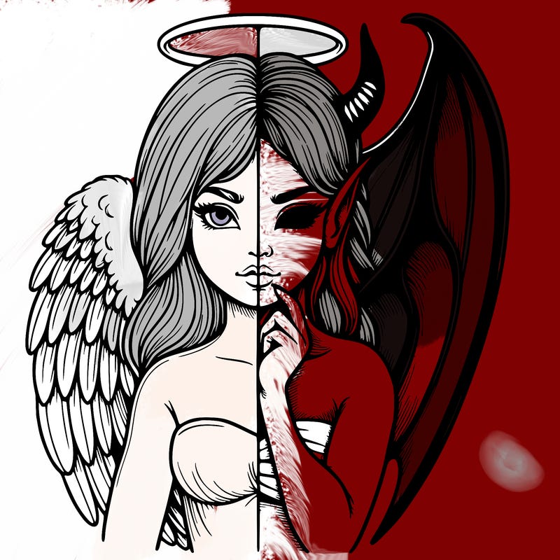 realistic angel half demon