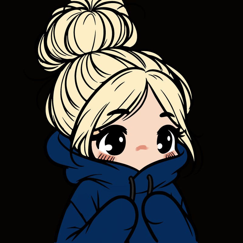 shy girl in big hoodie with messy bun