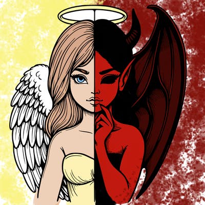 realistic angel half demon