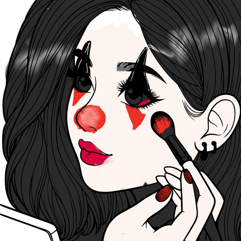 a realistic girl doing her makeup