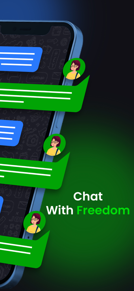 '자유롭게 채팅하세요'라는 문구가 있는 탈중앙화된 채팅 거품을 보여주는 BChat 메신저 인터페이스